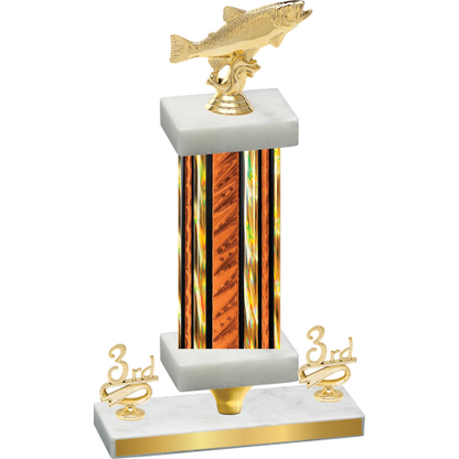 Premium Single Orange Glacier Third Place Fishing Trophy