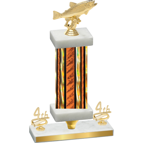 Premium Single Orange Glacier Fourth Place Fishing Trophy
