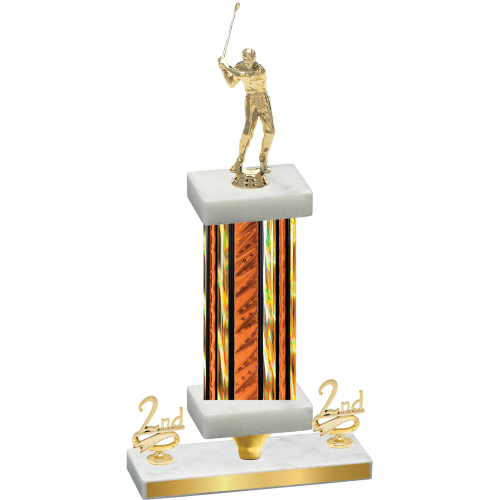 Premium Single Orange Glacier Second Place Golf Trophy