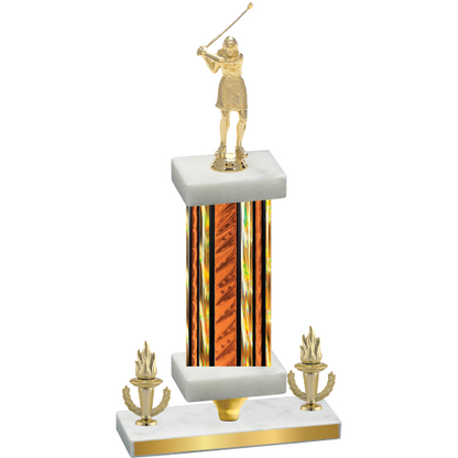 Premium Single Orange Glacier Victory Golf Trophy