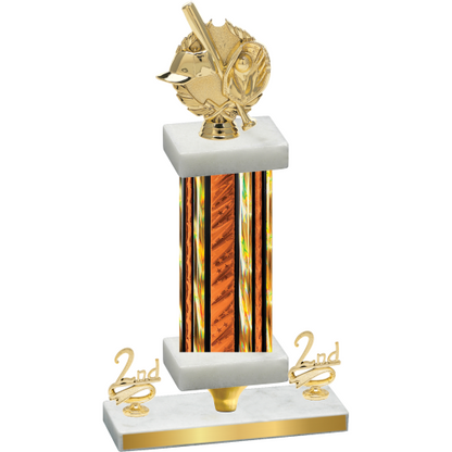 Premium Single Orange Glacier Second Place Baseball Trophy