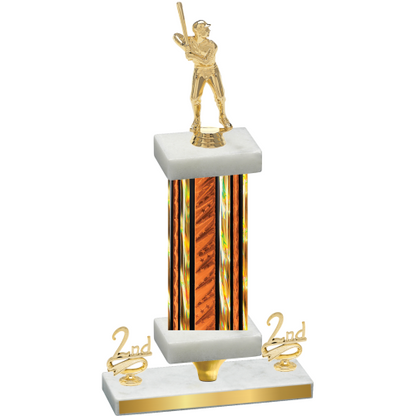 Premium Single Orange Glacier Second Place Baseball Trophy