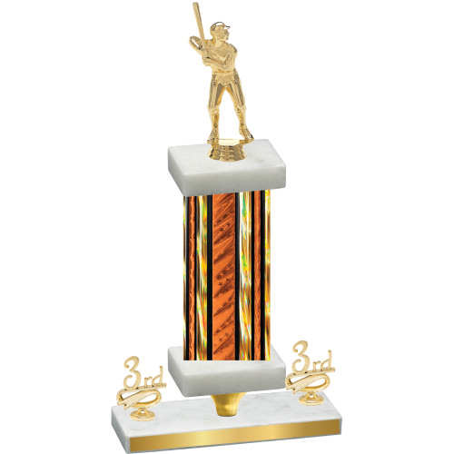 Premium Single Orange Glacier Third Place Baseball Trophy
