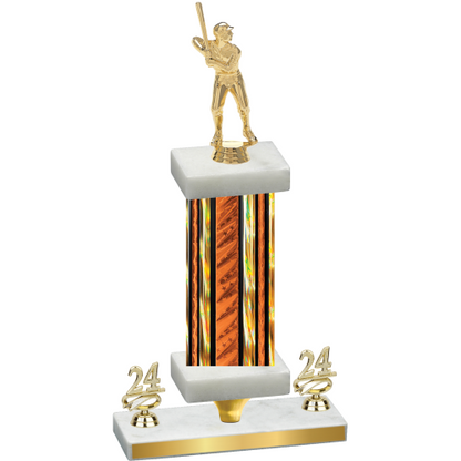 Premium Single Orange Glacier Year Baseball Trophy