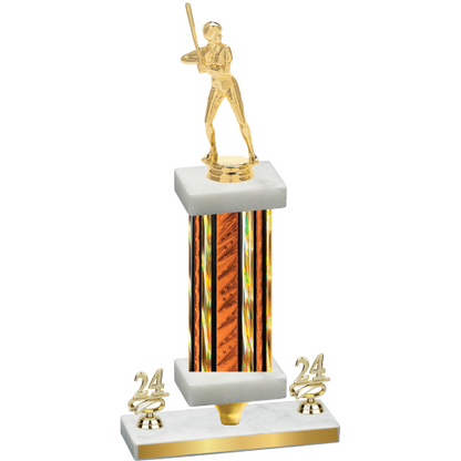 Premium Single Orange Glacier Year Softball Trophy