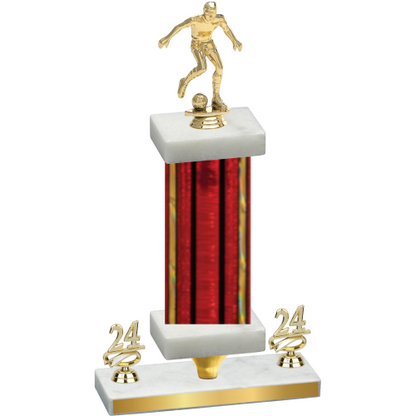 Premium Single Red Glacier Year Soccer Trophy