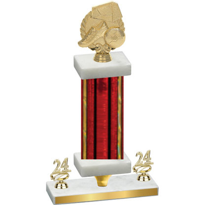 Premium Single Red Glacier Year Soccer Trophy