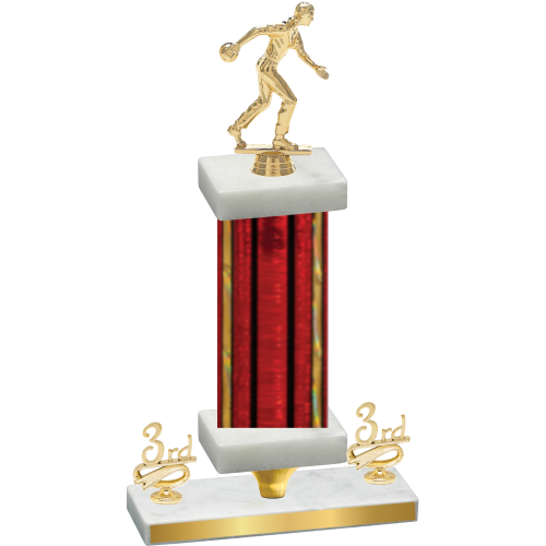 Premium Single Red Glacier Third Place Bowling Trophy