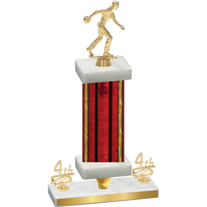 Premium Single Red Glacier Fourth Place Bowling Trophy