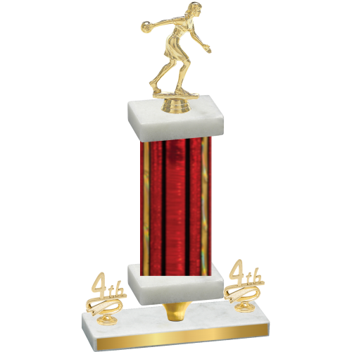 Premium Single Red Glacier Fourth Place Bowling Trophy