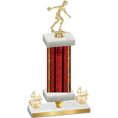 Premium Single Red Glacier Fourth Place Bowling Trophy