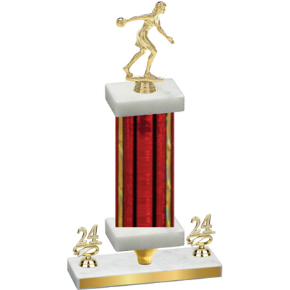 Premium Single Red Glacier Year Bowling Trophy