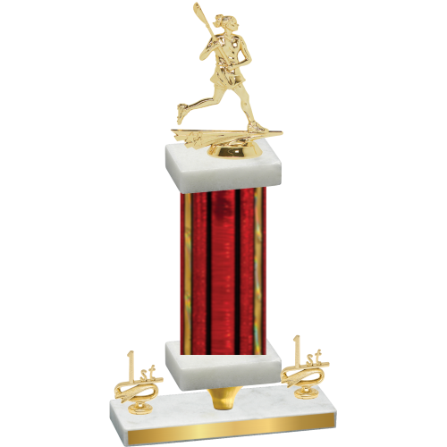 Premium Single Red Glacier First Place Lacrosse Trophy