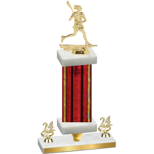 Premium Single Red Glacier Year Lacrosse Trophy