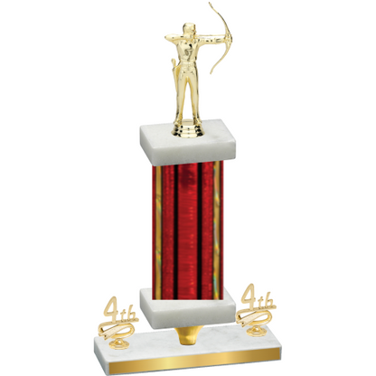 Premium Single Red Glacier Fourth Place Archery Trophy