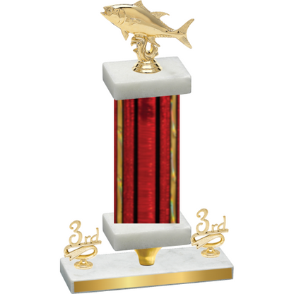 Premium Single Red Glacier Third Place Fishing Trophy