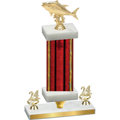 Premium Single Red Glacier Year Fishing Trophy