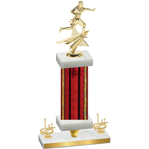 Premium Single Red Glacier First Place Flag Football Trophy