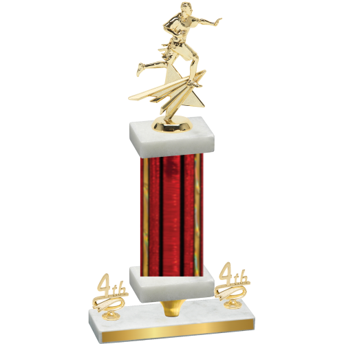 Premium Single Red Glacier Fourth Place Flag Football Trophy