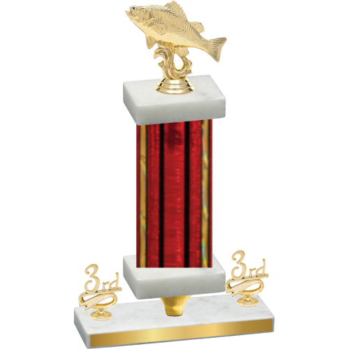 Premium Single Red Glacier Third Place Fishing Trophy