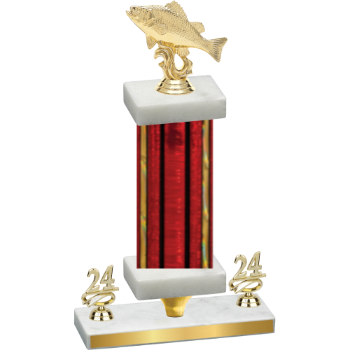 Premium Single Red Glacier Year Fishing Trophy