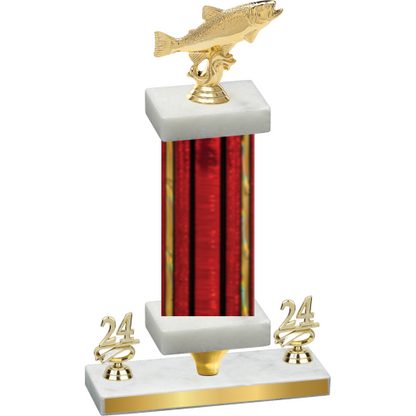 Premium Single Red Glacier Year Fishing Trophy