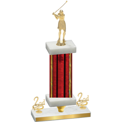 Premium Single Red Glacier Second Place Golf Trophy