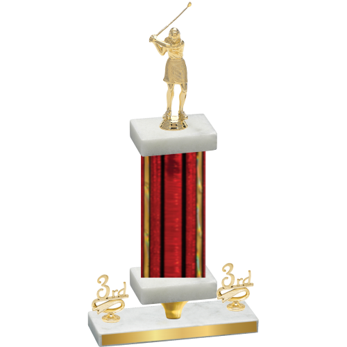 Premium Single Red Glacier Third Place Golf Trophy