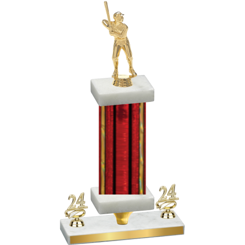 Premium Single Red Glacier Year Baseball Trophy