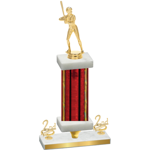 Premium Single Red Glacier Second Place Softball Trophy