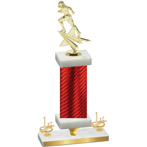 Premium Single Red Carbon Fiber First Place Football Trophy