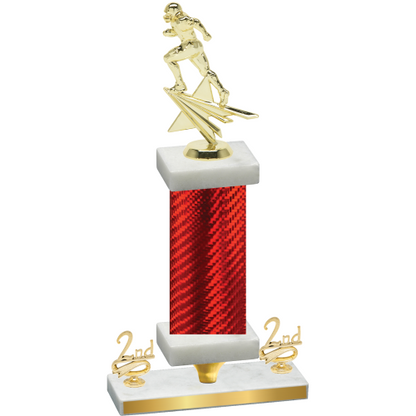 Premium Single Red Carbon Fiber Second Place Football Trophy