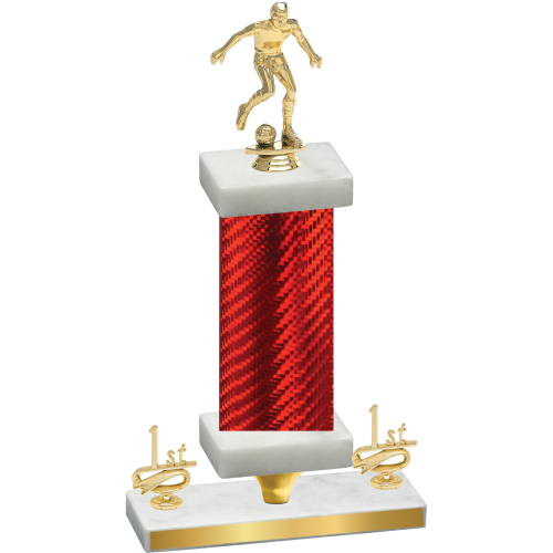 Premium Single Red Carbon Fiber First Place Soccer Trophy