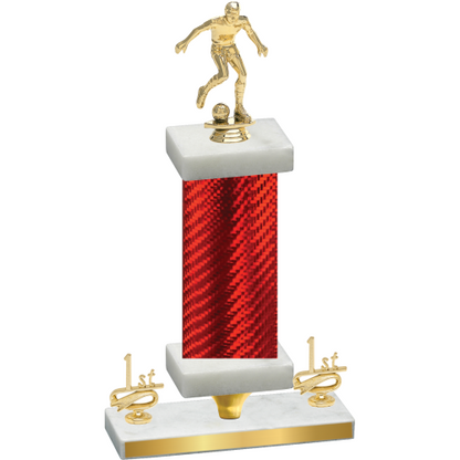 Premium Single Red Carbon Fiber First Place Soccer Trophy