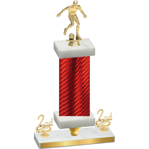 Premium Single Red Carbon Fiber Second Place Soccer Trophy