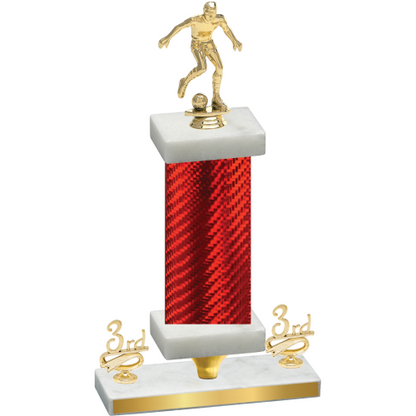 Premium Single Red Carbon Fiber Third Place Soccer Trophy