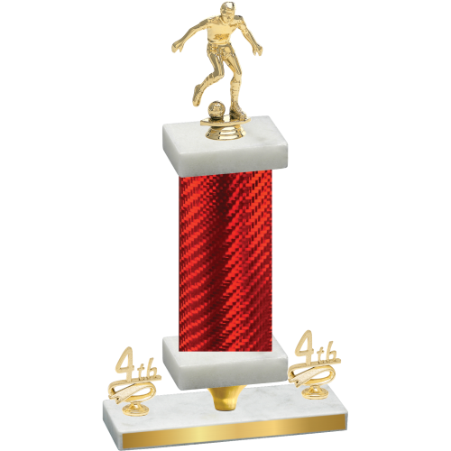 Premium Single Red Carbon Fiber Fourth Place Soccer Trophy