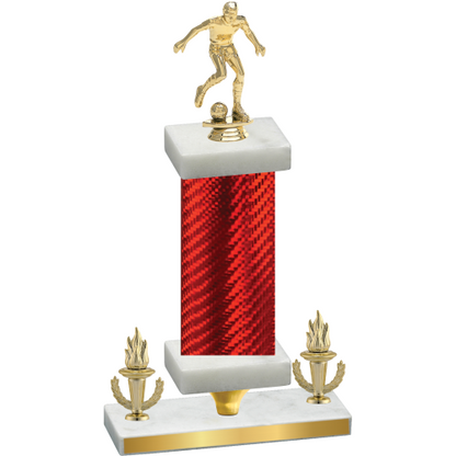 Premium Single Red Carbon Fiber Victory Soccer Trophy