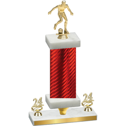 Premium Single Red Carbon Fiber Year Soccer Trophy