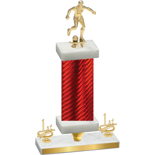 Premium Single Red Carbon Fiber First Place Soccer Trophy
