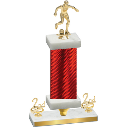 Premium Single Red Carbon Fiber Second Place Soccer Trophy