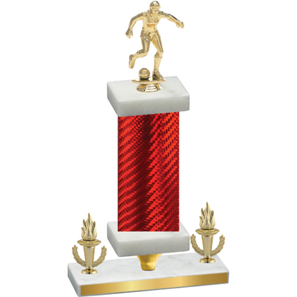 Premium Single Red Carbon Fiber Victory Soccer Trophy