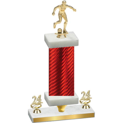 Premium Single Red Carbon Fiber Year Soccer Trophy