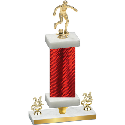 Premium Single Red Carbon Fiber Year Soccer Trophy