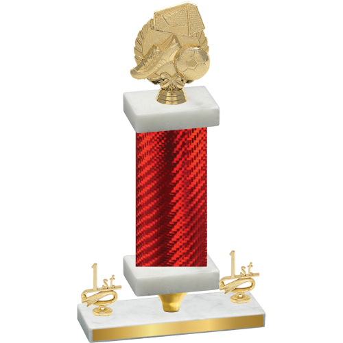 Premium Single Red Carbon Fiber First Place Soccer Trophy