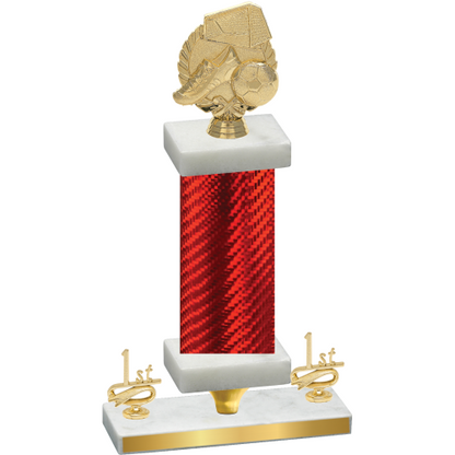 Premium Single Red Carbon Fiber First Place Soccer Trophy