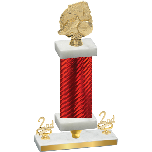 Premium Single Red Carbon Fiber Second Place Soccer Trophy