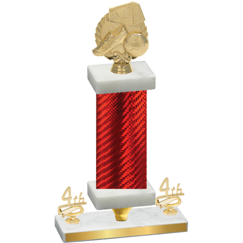 Premium Single Red Carbon Fiber Fourth Place Soccer Trophy