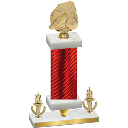 Premium Single Red Carbon Fiber Victory Soccer Trophy