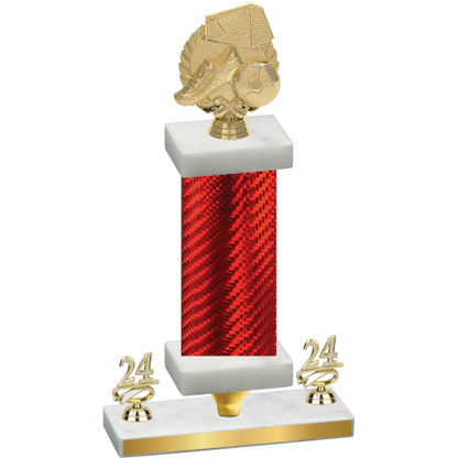 Premium Single Red Carbon Fiber Year Soccer Trophy